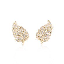 Load image into Gallery viewer, Estate G. Petochi 18K Gold and Diamond Leaf Earrings
