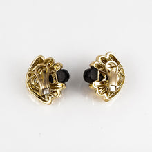 Load image into Gallery viewer, Estate Henry Dunay 18K Gold Ebony Earrings
