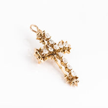 Load image into Gallery viewer, Antique 14K Gold Diamond Cross Pendant
