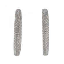 Load image into Gallery viewer, Estate 18K White Gold Inside Out Pavé Diamond Hoop Earrings
