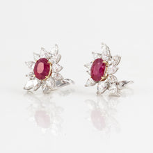 Load image into Gallery viewer, Estate Platinum and 18K Gold Burmese Ruby and Diamond Earrings
