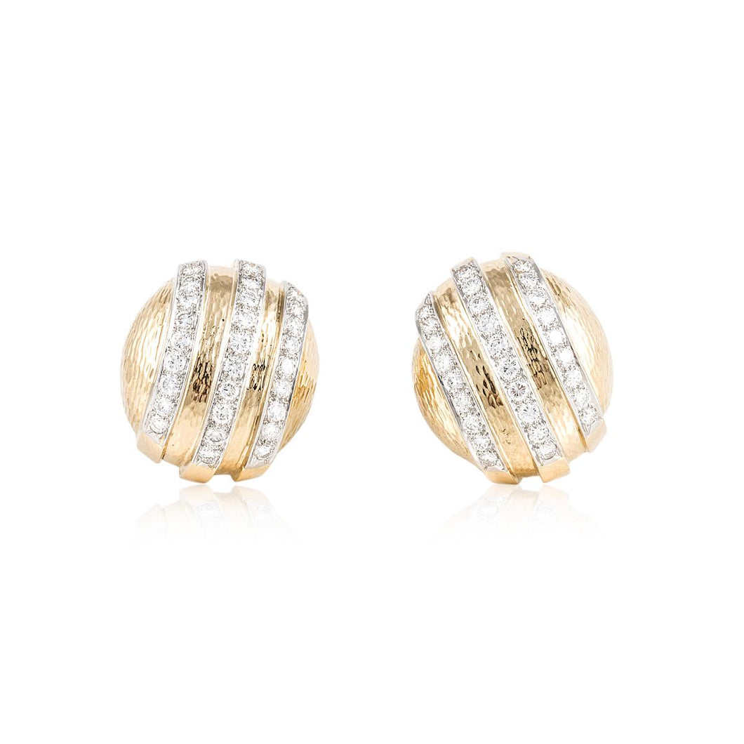Estate Platinum and 18K Gold David Webb Diamond Earrings