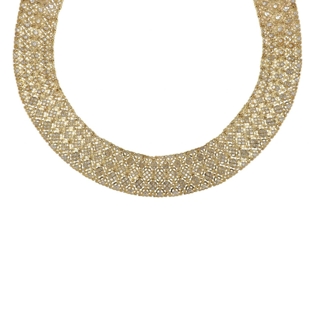 18K Two-Tone Gold Diamond Collar Necklace