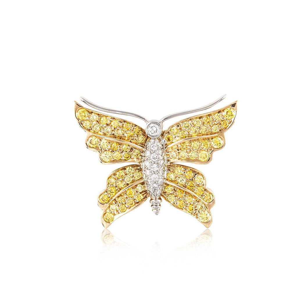 Tiffany & Co. Platinum 18K Gold Yellow Diamond Butterfly Pin