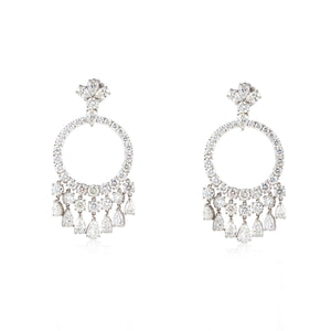 Estate 18K White Gold Pear Shape Diamond Dangle Earrings