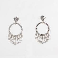 Load image into Gallery viewer, Estate 18K White Gold Pear Shape Diamond Dangle Earrings
