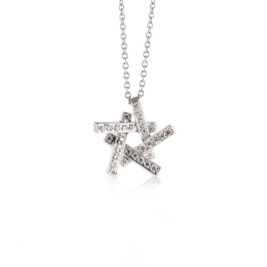 Tiffany & Co. Axis 18K White Gold Diamond Pendant on Chain