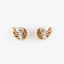 Load image into Gallery viewer, Tiffany &amp; Co. 18K Gold Ruby And Diamond Shell Earrings
