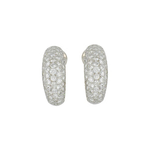 Estate 18K White Gold Pavé Diamond J-Hoop Earrings