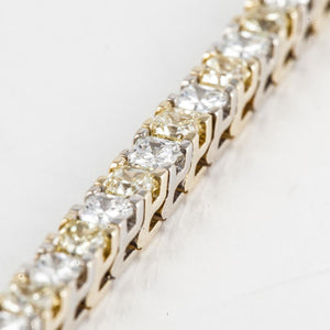 18K Two Tone Gold Yellow and White Diamond Line Bracelet