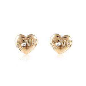 Vintage Chopard 18K Gold Happy Diamond Love Earrings