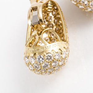 Van Cleef and Arpels 18K Gold Pavé Diamond Earrings