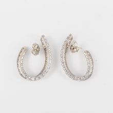 Load image into Gallery viewer, Vintage 18K Two-Tone Gold Diamond Loop Earrings
