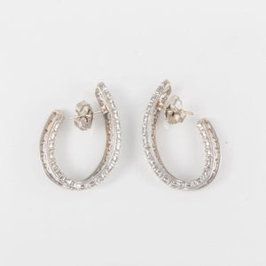 Vintage 18K Two-Tone Gold Diamond Loop Earrings