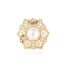 Load image into Gallery viewer, Estate Buccellati 18K Gold Diamond and Cultured Pearl Brooch
