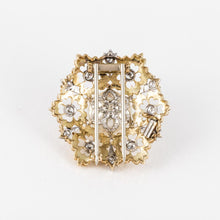 Load image into Gallery viewer, Estate Buccellati 18K Gold Diamond and Cultured Pearl Brooch
