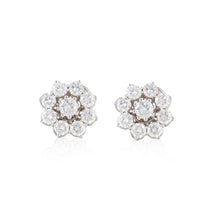 Load image into Gallery viewer, 18K White Gold Diamond Cluster Earrings
