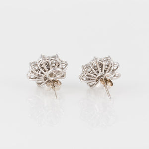 18K White Gold Diamond Cluster Earrings