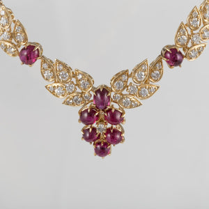 Estate Adler 18K Gold Ruby and Diamond Necklace