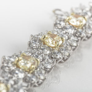 Platinum and 18K Gold Yellow and White Diamond Bracelet