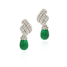 Load image into Gallery viewer, Estate David Webb Platinum Diamond Earrings with Removable Emerald Drops
