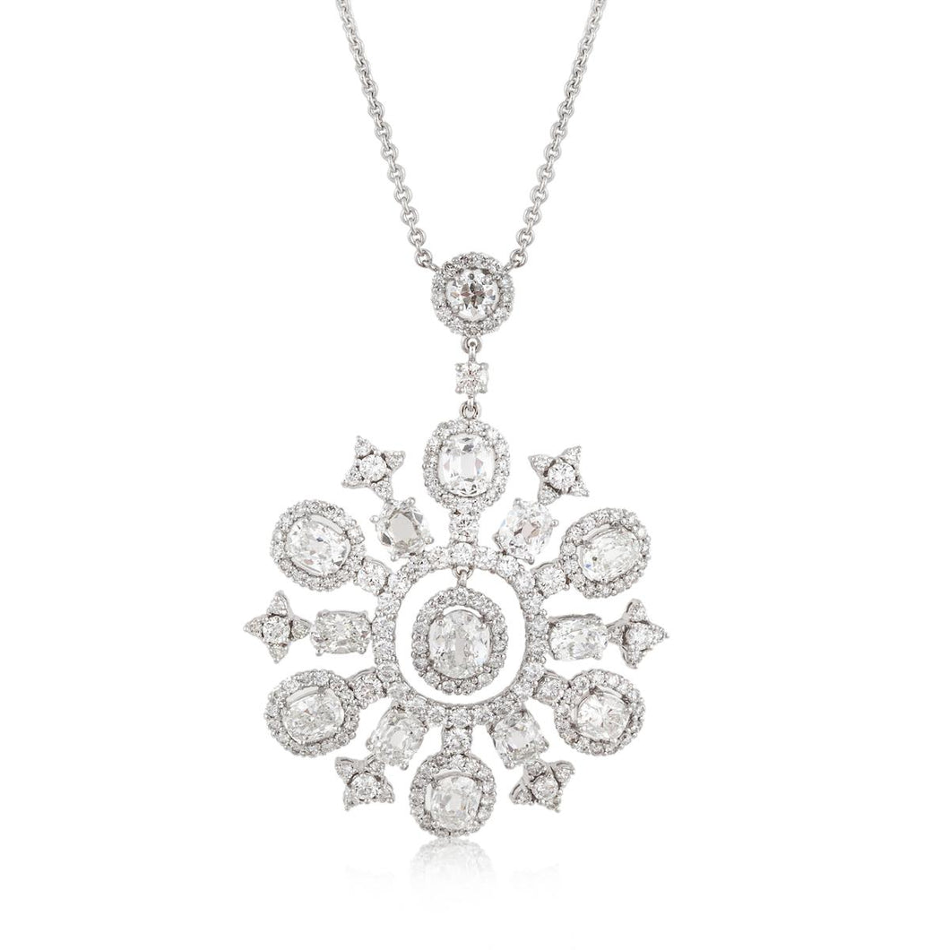 18K White Gold Snowflake Diamond Necklace