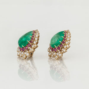 Estate David Webb 18K Emerald Earrings