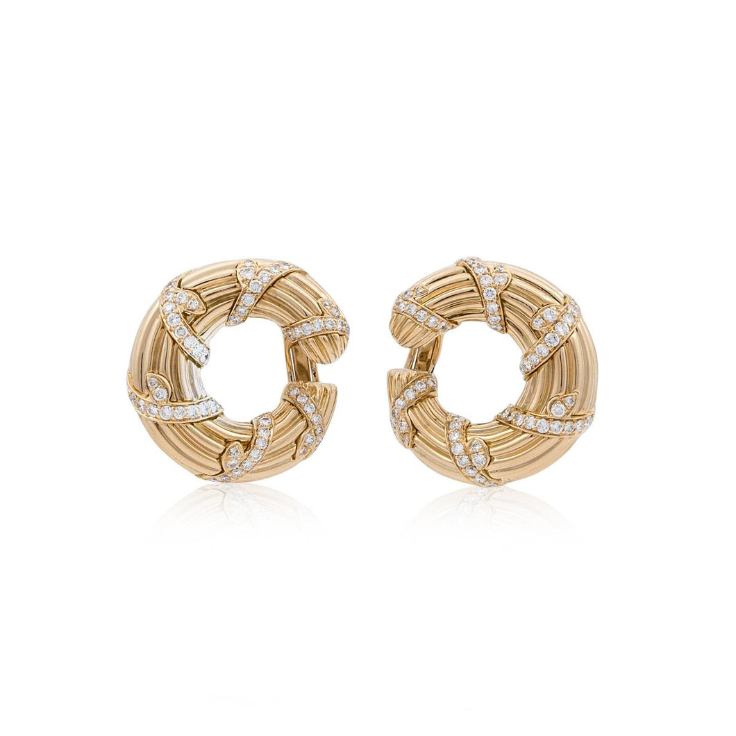 Cartier 18K Loop Earrings with Diamonds
