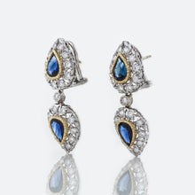 Load image into Gallery viewer, Estate Buccellati 18K White Gold Sapphire and Diamond Earrings
