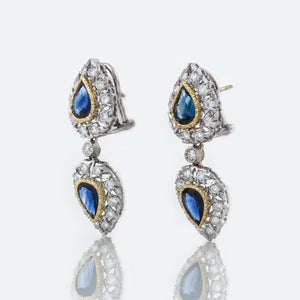 Estate Buccellati 18K White Gold Sapphire and Diamond Earrings