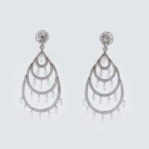 18K White Gold Diamond Chandelier Earrings