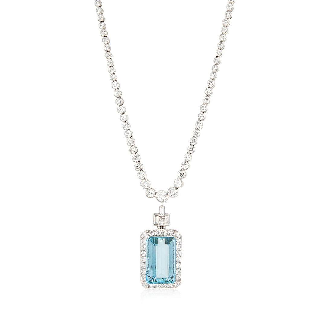 Tiffany Soleste® pendant in platinum with a sapphire and diamonds. | Tiffany  & Co.