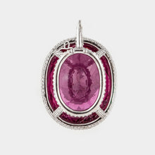Load image into Gallery viewer, 18K White Gold Rubellite Tourmaline and Diamond Pendant

