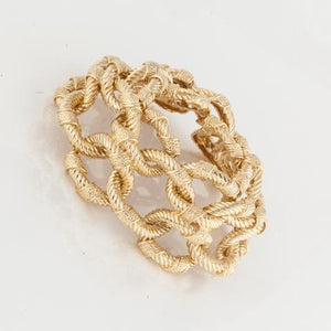 Estate Van Cleef & Arpels 18K Textured Gold Double Link Bracelet
