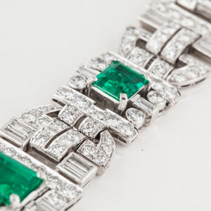 Platinum Emerald and Diamond Bracelet