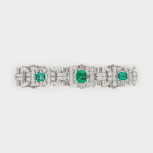 Load image into Gallery viewer, Platinum Emerald and Diamond Bracelet
