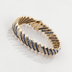 18K Gold Diamond And Sapphire Bracelet