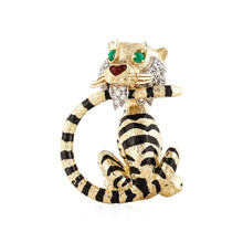 Load image into Gallery viewer, 18K Gold Enamel Tiger Pin

