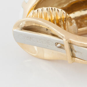 Estate David Webb 18K Gold White Enamel and Diamond Earrings
