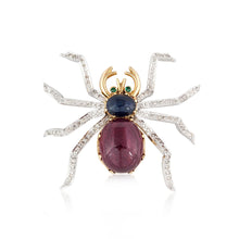 Load image into Gallery viewer, 14K Gold Gemstone and Diamond Spider Brooch
