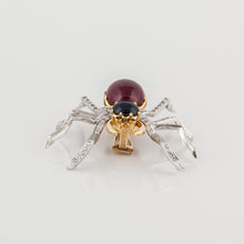 Load image into Gallery viewer, 14K Gold Gemstone and Diamond Spider Brooch
