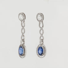 Load image into Gallery viewer, Estate Platinum Sapphire and Diamond Dangle Earrings
