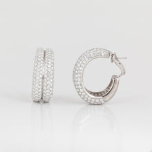 Load image into Gallery viewer, Estate 18K Gold Diamond Double Hoop Earrings
