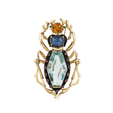 Load image into Gallery viewer, Estate Austrian 18K Gold Multi-Gemstone Bug Brooch
