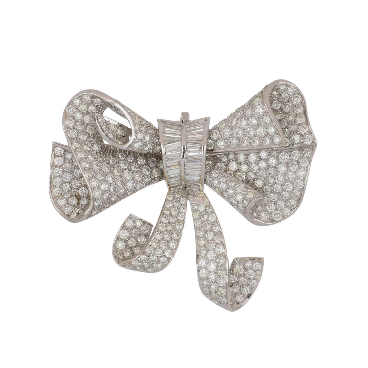 Diamond bow brooch on sale