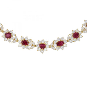 Estate 18K Gold Ruby and Diamond Necklace