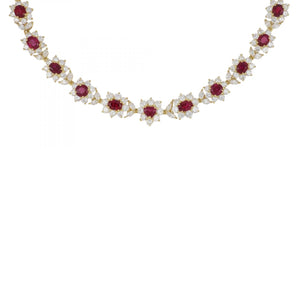Estate 18K Gold Ruby and Diamond Necklace