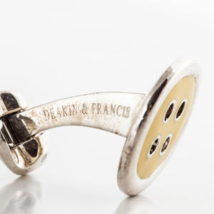 Deakin & Francis Sterling Silver Enamel Button Cufflinks