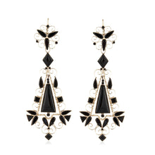 Load image into Gallery viewer, Estate 10K Gold Onyx Dangle Earrings
