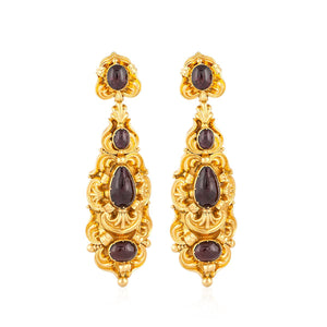 Georgian 18K Gold Garnet Earrings